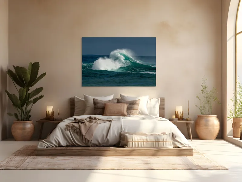 Tablou Canvas, "Furtună deasupra apelor smaraldine", Ape, Valuri, Energie, Spumă, Ocean, Mișcare, Natură, Forță, 150 x 100 cm – poza 4