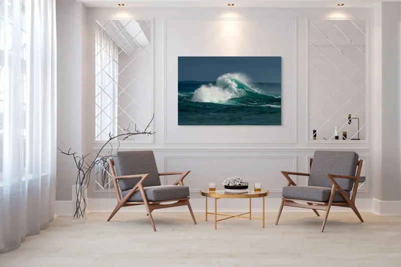 Tablou Canvas, "Furtună deasupra apelor smaraldine", Ape, Valuri, Energie, Spumă, Ocean, Mișcare, Natură, Forță, 150 x 100 cm – poza 7