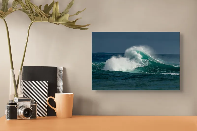 Tablou Canvas, "Furtună deasupra apelor smaraldine", Ape, Valuri, Energie, Spumă, Ocean, Mișcare, Natură, Forță, 39 x 26 cm – poza 3
