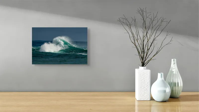 Tablou Canvas, "Furtună deasupra apelor smaraldine", Ape, Valuri, Energie, Spumă, Ocean, Mișcare, Natură, Forță, 39 x 26 cm – poza 8