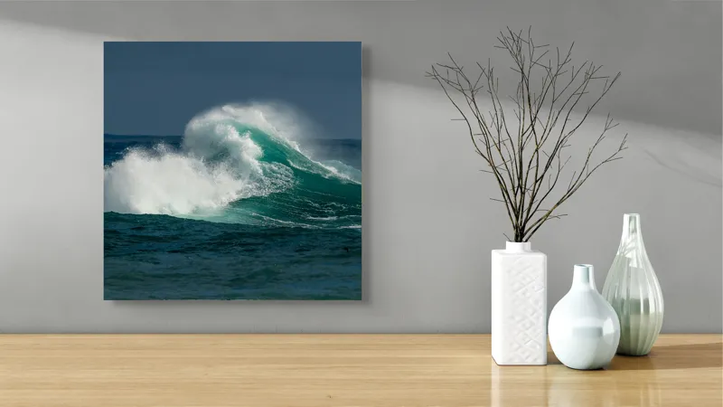 Tablou Canvas, "Furtună deasupra apelor smaraldine", Ape, Valuri, Energie, Spumă, Ocean, Mișcare, Natură, Forță, 50 x 50 cm – poza 3