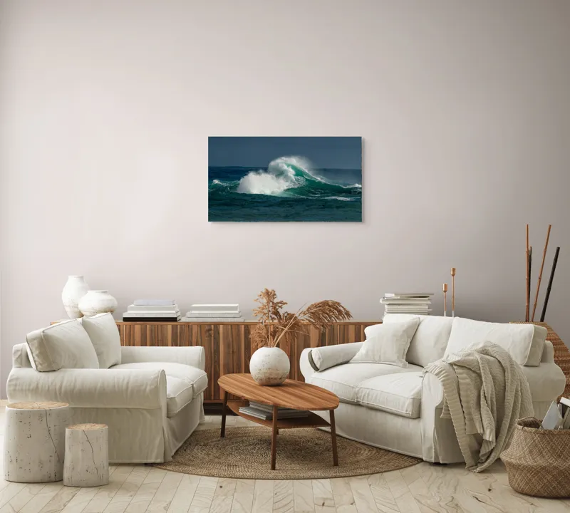 Tablou Canvas, "Furtună deasupra apelor smaraldine", Ape, Valuri, Energie, Spumă, Ocean, Mișcare, Natură, Forță, 90 x 50 cm – poza 4