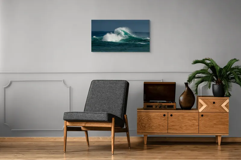 Tablou Canvas, "Furtună deasupra apelor smaraldine", Ape, Valuri, Energie, Spumă, Ocean, Mișcare, Natură, Forță, 90 x 50 cm – poza 6
