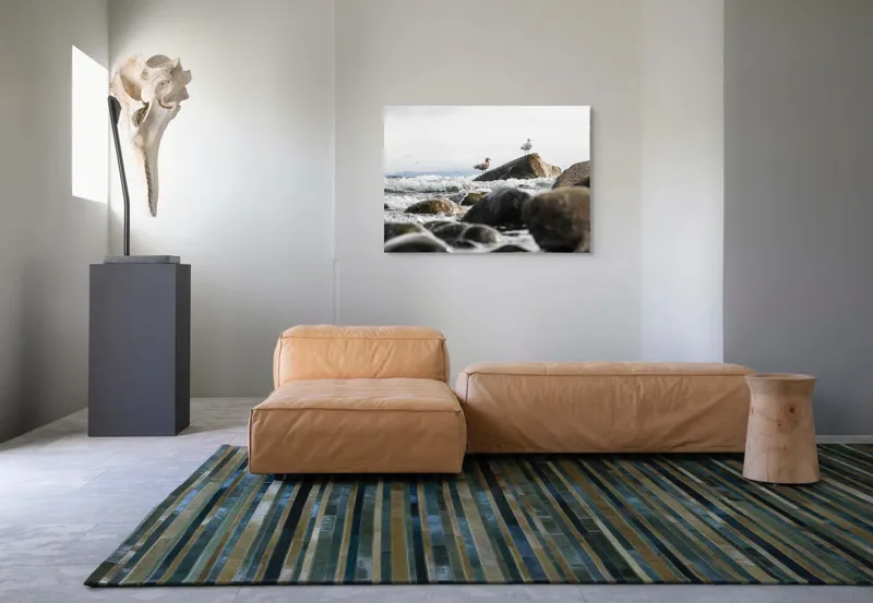 Tablou Canvas, "Pescăruși pe stânci în valuri mari", Pietre, Valuri, Pescarusi, Mare, Cer, Ocean, Spuma, Natura, Tranquilitate, Frumusete, 100 x 70 cm – poza 7