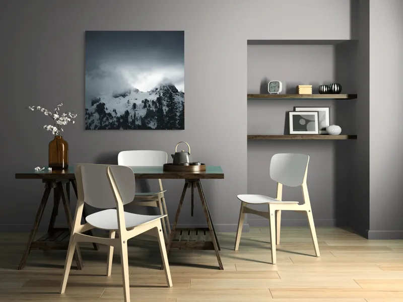 Tablou Canvas, "Vârfuri ascunse sub nori întunecați", Nor, Munte, Zăpadă, Ceață, Întuneric, 100 x 100 cm – poza 6