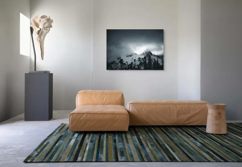 Tablou Canvas, "Vârfuri ascunse sub nori întunecați", Nor, Munte, Zăpadă, Ceață, Întuneric, 100 x 70 cm – poza 7
