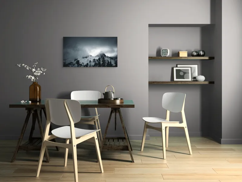 Tablou Canvas, "Vârfuri ascunse sub nori întunecați", Nor, Munte, Zăpadă, Ceață, Întuneric, 90 x 50 cm – poza 3