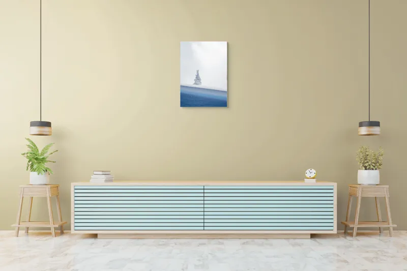 Tablou Canvas, "Singuraticul brad acoperit de nea", Alb, Singuratic, Înghețat, Cer, Tăcut, Contrastant, Peisaj., 50 x 70 cm – poza 6