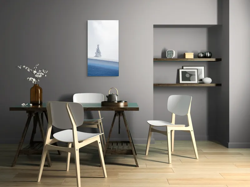 Tablou Canvas, "Singuraticul brad acoperit de nea", Alb, Singuratic, Înghețat, Cer, Tăcut, Contrastant, Peisaj., 50 x 90 cm – poza 4