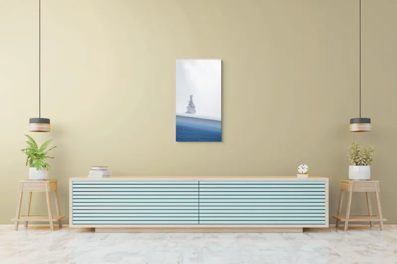 Tablou Canvas, "Singuraticul brad acoperit de nea", Alb, Singuratic, Înghețat, Cer, Tăcut, Contrastant, Peisaj., 50 x 90 cm – poza 6