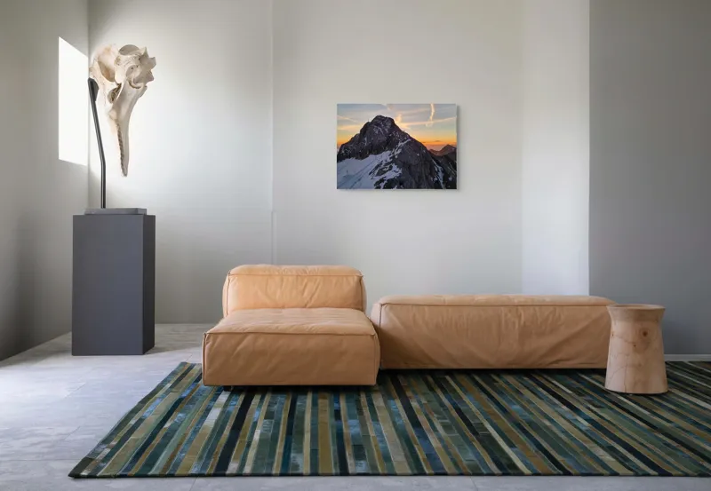 Tablou Canvas, "Vârf stâncos la apus splendid", Munte, Apus, Zăpadă, Cer, Nor, Siluetă, Cărare, Crepuscul, Contrast, Vârf, 70 x 50 cm – poza 8