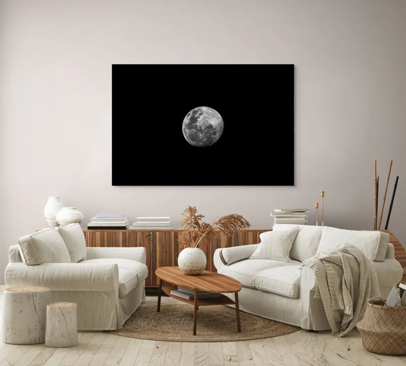 Tablou Canvas, "Luna strălucitoare pe cerul întunecat", Lună, Noapte, Mister, Lumină, Strălucire, Cer, Umbre, Frumusețe, Cicluri, Infinire., 150 x 100 cm – poza 3