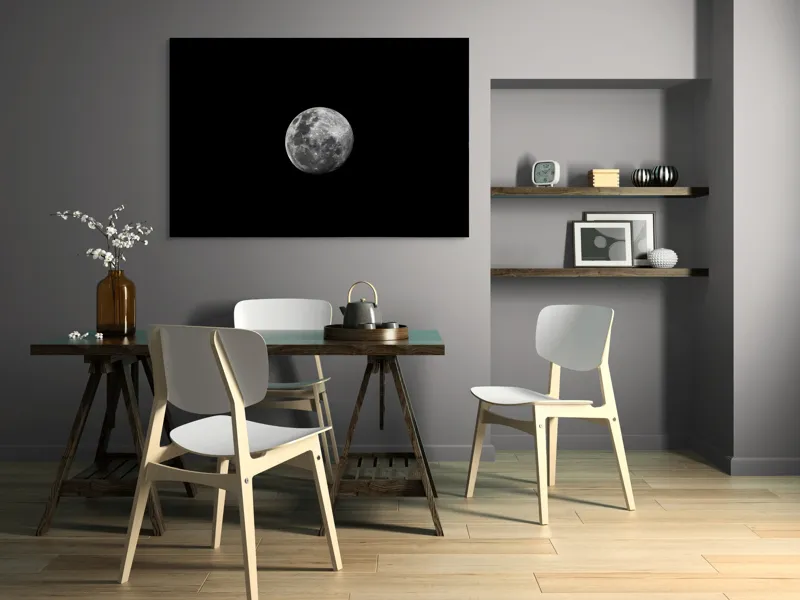 Tablou Canvas, "Luna strălucitoare pe cerul întunecat", Lună, Noapte, Mister, Lumină, Strălucire, Cer, Umbre, Frumusețe, Cicluri, Infinire., 150 x 100 cm – poza 5