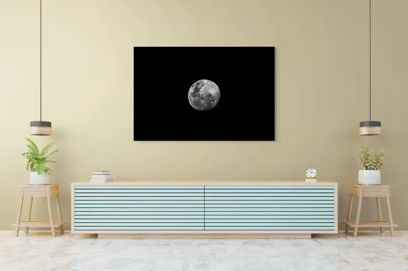 Tablou Canvas, "Luna strălucitoare pe cerul întunecat", Lună, Noapte, Mister, Lumină, Strălucire, Cer, Umbre, Frumusețe, Cicluri, Infinire., 150 x 100 cm – poza 6