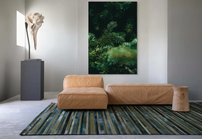Tablou Canvas, "Verde în adâncul pădurii de conifere", Verde, Ace, Natură, Pini, Frunze, Întunecat, Ramuri, Textură, 100 x 150 cm – poza 7