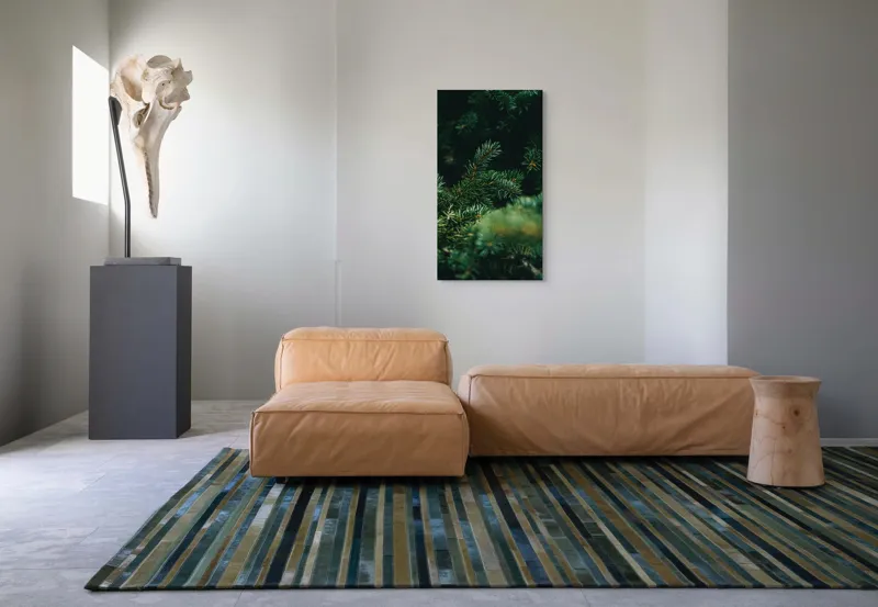 Tablou Canvas, "Verde în adâncul pădurii de conifere", Verde, Ace, Natură, Pini, Frunze, Întunecat, Ramuri, Textură, 50 x 90 cm – poza 5
