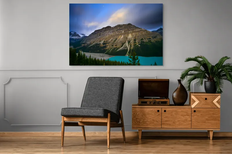 Tablou Canvas, "Priveliște spectaculoasă la apus montan", Munți, Cer, Nori, Lac, Păduri, Apus, Peisaj, Frumusețe, 150 x 100 cm – poza 8