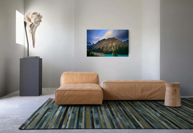 Tablou Canvas, "Priveliște spectaculoasă la apus montan", Munți, Cer, Nori, Lac, Păduri, Apus, Peisaj, Frumusețe, 90 x 50 cm – poza 8