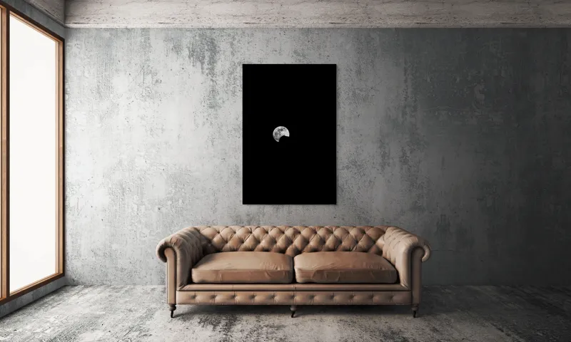 Tablou Canvas, "Umbra pisicii pe lună plină", Mister, Reflecție, Solitudine, Noapte, Lună, Siluetă, Cer, Lumină, Umbre, Peisaj, 100 x 150 cm – poza 6