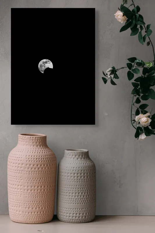 Tablou Canvas, "Umbra pisicii pe lună plină", Mister, Reflecție, Solitudine, Noapte, Lună, Siluetă, Cer, Lumină, Umbre, Peisaj, 39 x 54 cm – poza 6