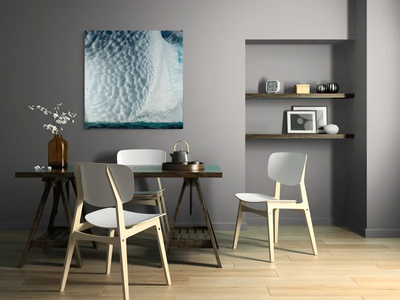 Tablou Canvas, "Frumusețea sculptată a gheții albastre", Gheață, Textură, Albastru, Ocean, Natură, Rece, Sculptură, Alb, Strălucire, 100 x 100 cm – poza 6