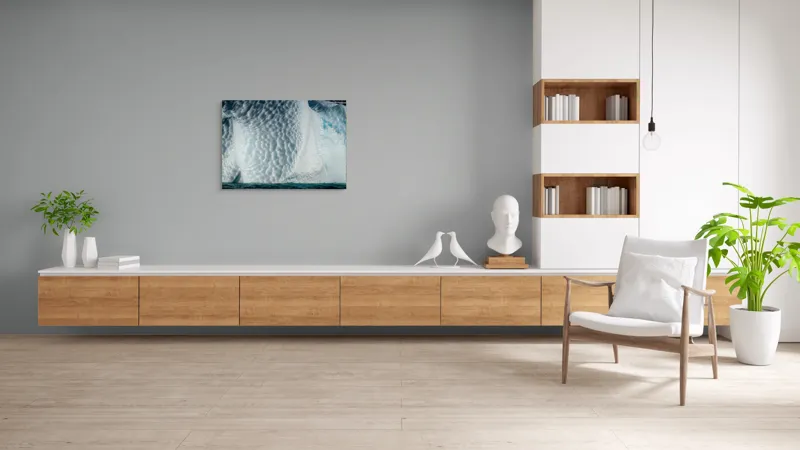 Tablou Canvas, "Frumusețea sculptată a gheții albastre", Gheață, Textură, Albastru, Ocean, Natură, Rece, Sculptură, Alb, Strălucire, 100 x 70 cm – poza 6