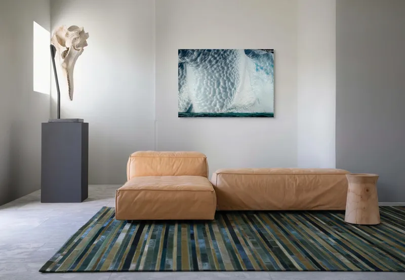 Tablou Canvas, "Frumusețea sculptată a gheții albastre", Gheață, Textură, Albastru, Ocean, Natură, Rece, Sculptură, Alb, Strălucire, 100 x 70 cm – poza 7