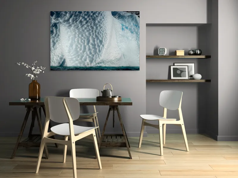 Tablou Canvas, "Frumusețea sculptată a gheții albastre", Gheață, Textură, Albastru, Ocean, Natură, Rece, Sculptură, Alb, Strălucire, 150 x 100 cm – poza 5