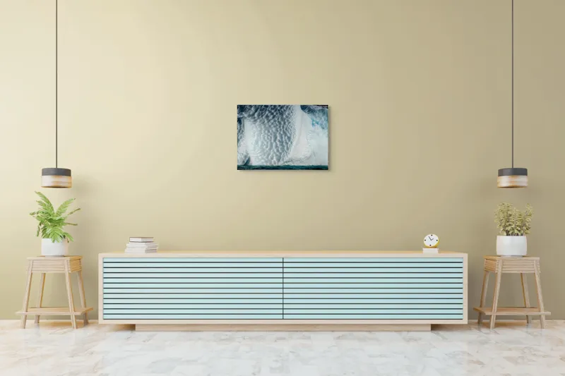 Tablou Canvas, "Frumusețea sculptată a gheții albastre", Gheață, Textură, Albastru, Ocean, Natură, Rece, Sculptură, Alb, Strălucire, 70 x 50 cm – poza 7