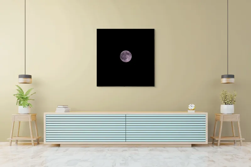 Tablou Canvas, "Luna plină strălucind pe cer", Lună, Noapte, Mister, Lumină, Cer, 100 x 100 cm – poza 5