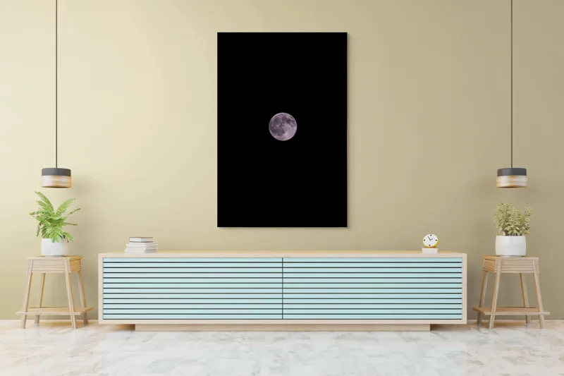 Tablou Canvas, "Luna plină strălucind pe cer", Lună, Noapte, Mister, Lumină, Cer, 100 x 150 cm – poza 4