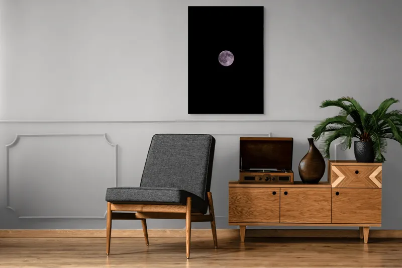 Tablou Canvas, "Luna plină strălucind pe cer", Lună, Noapte, Mister, Lumină, Cer, 70 x 100 cm – poza 6