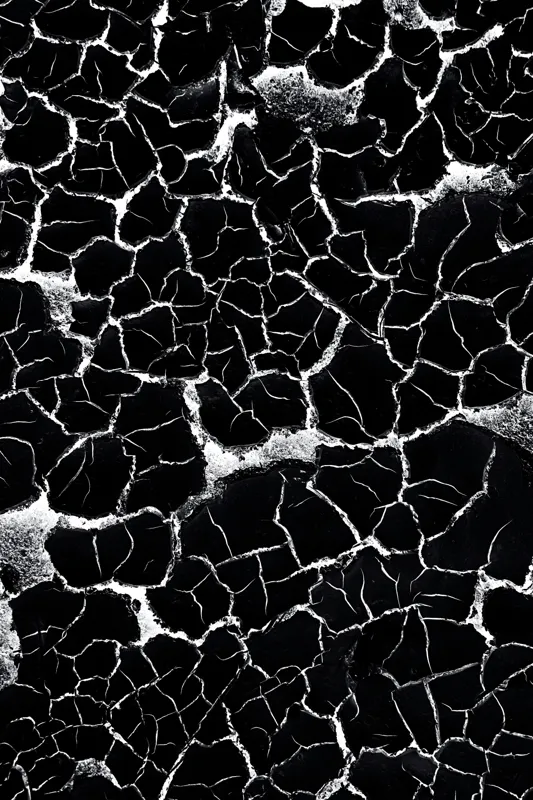 Tablou Canvas, "Căutând apa în deșertul întunecat", Crăpături, Textură, Abstracție, Contraste, Monocrom, Impresionant, Fragilitate, Descompunere, Estetic, Natură, Geometric., 26 x 39 cm – poza 2