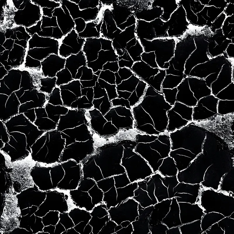 Tablou Canvas, "Căutând apa în deșertul întunecat", Crăpături, Textură, Abstracție, Contraste, Monocrom, Impresionant, Fragilitate, Descompunere, Estetic, Natură, Geometric., 50 x 50 cm – poza 2