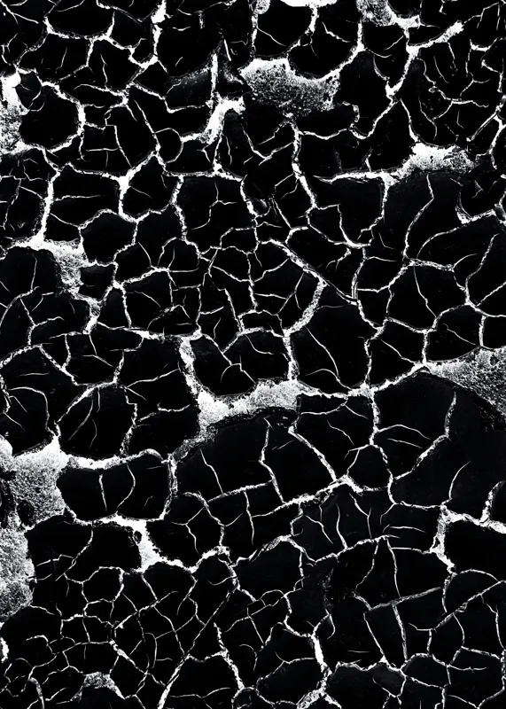 Tablou Canvas, "Căutând apa în deșertul întunecat", Crăpături, Textură, Abstracție, Contraste, Monocrom, Impresionant, Fragilitate, Descompunere, Estetic, Natură, Geometric., 50 x 70 cm – poza 2