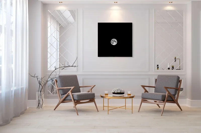 Tablou Canvas, "Luna plină pe cerul nopții", Lună, Claritate, Întuneric, Lumină, Mister, Noapte, Cer, Frumusețe, Solitudine, Pace, Enigmă, Spațiu, Liniște, Vise, Fascinație, 100 x 100 cm – poza 7