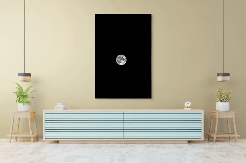 Tablou Canvas, "Luna plină pe cerul nopții", Lună, Claritate, Întuneric, Lumină, Mister, Noapte, Cer, Frumusețe, Solitudine, Pace, Enigmă, Spațiu, Liniște, Vise, Fascinație, 100 x 150 cm – poza 4