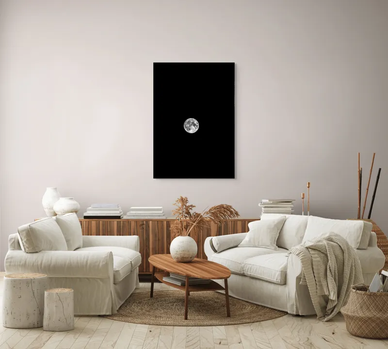 Tablou Canvas, "Luna plină pe cerul nopții", Lună, Claritate, Întuneric, Lumină, Mister, Noapte, Cer, Frumusețe, Solitudine, Pace, Enigmă, Spațiu, Liniște, Vise, Fascinație, 70 x 100 cm – poza 4