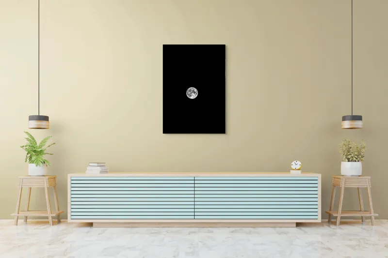 Tablou Canvas, "Luna plină pe cerul nopții", Lună, Claritate, Întuneric, Lumină, Mister, Noapte, Cer, Frumusețe, Solitudine, Pace, Enigmă, Spațiu, Liniște, Vise, Fascinație, 70 x 100 cm – poza 5