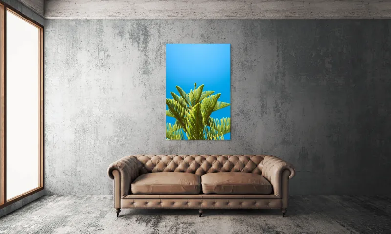 Tablou Canvas, "Verdele naturii sub cerul albastru", Frunziș, Cer, Verde, Albastru, Vârfuri, Natură, Soare, Luminozitate, Vară, 100 x 150 cm – poza 6