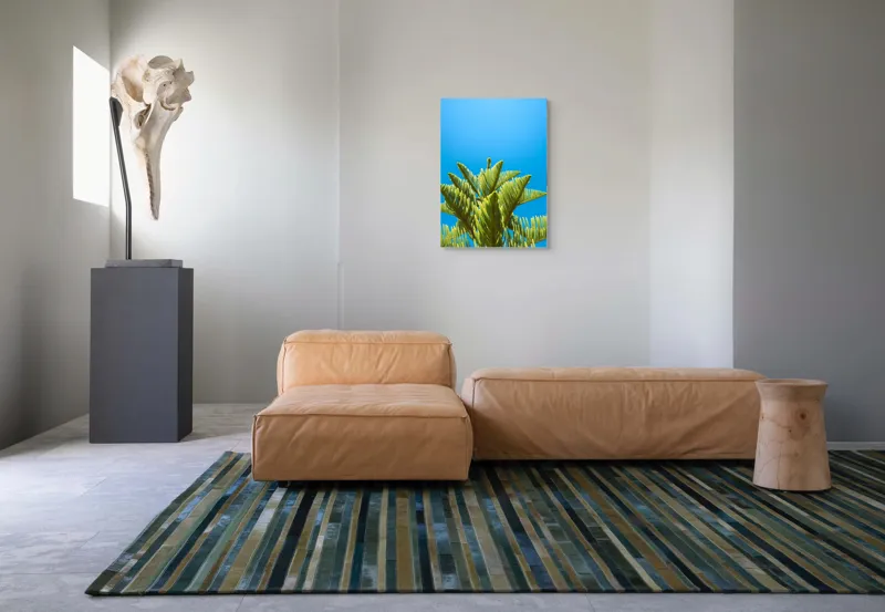 Tablou Canvas, "Verdele naturii sub cerul albastru", Frunziș, Cer, Verde, Albastru, Vârfuri, Natură, Soare, Luminozitate, Vară, 50 x 70 cm – poza 7