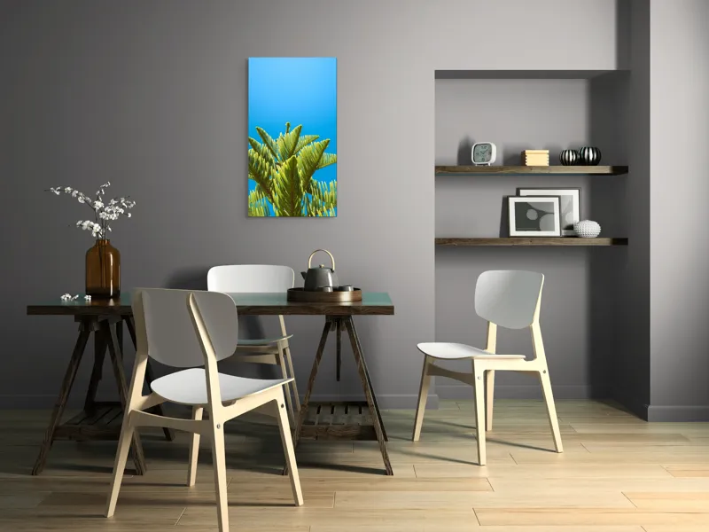 Tablou Canvas, "Verdele naturii sub cerul albastru", Frunziș, Cer, Verde, Albastru, Vârfuri, Natură, Soare, Luminozitate, Vară, 50 x 90 cm – poza 4