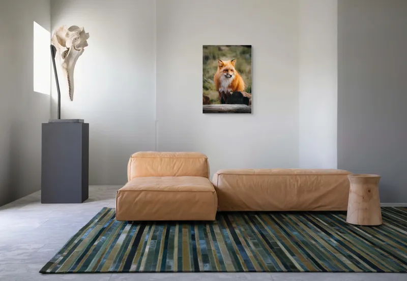 Tablou Canvas, "Vulpea în așteptarea aventurii pădurii", Roșcat, Blană, Vulpe, Natural, Pădure, Elegant, Vulpină, Sălbatică, 50 x 70 cm – poza 7