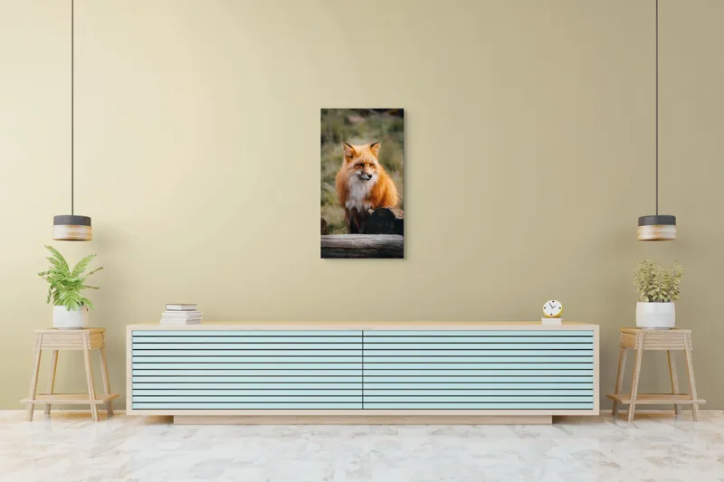 Tablou Canvas, "Vulpea în așteptarea aventurii pădurii", Roșcat, Blană, Vulpe, Natural, Pădure, Elegant, Vulpină, Sălbatică, 50 x 90 cm – poza 6