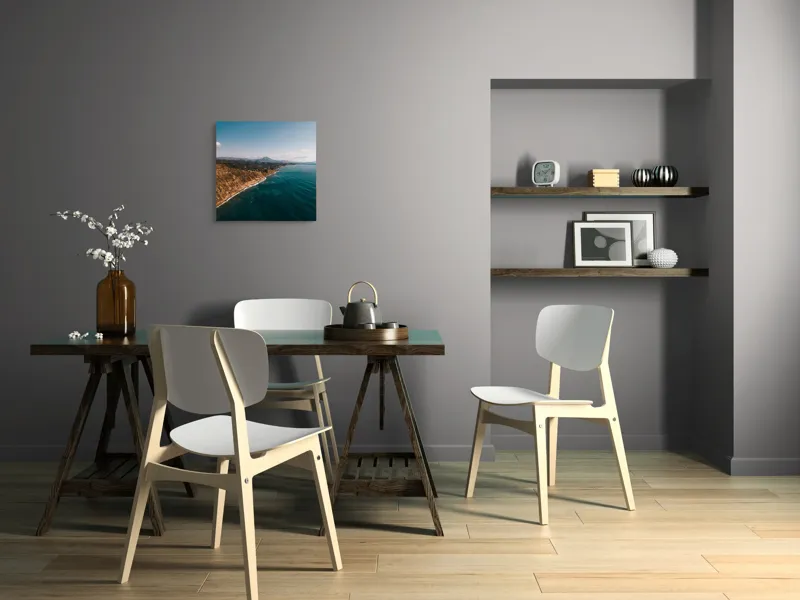 Tablou Canvas, "Marea îmbrățișând țărmul stâncos", Pământ, Mare, Cer, Nori, Coastă, Valuri, Peisaj, Liniște, Natură, Lumină, Orizont, Coline, Albastru, Contrast, Frumusețe, 50 x 50 cm – poza 8
