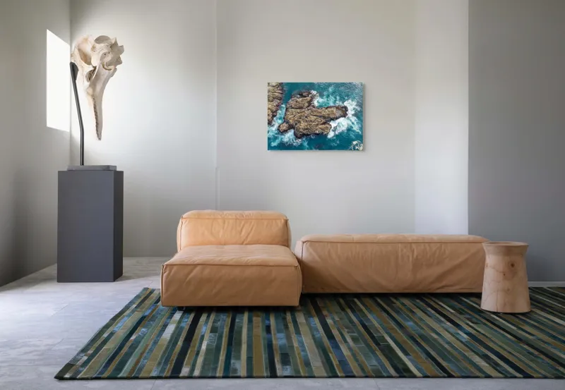 Tablou Canvas, "Valuri spumegânde izbind stâncile marine", Ocean, Stânci, Valuri, Apă, Natură, Albastru, Textură, 70 x 50 cm – poza 8
