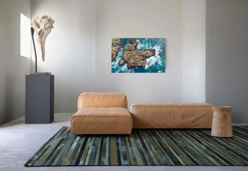 Tablou Canvas, "Valuri spumegânde izbind stâncile marine", Ocean, Stânci, Valuri, Apă, Natură, Albastru, Textură, 90 x 50 cm – poza 8