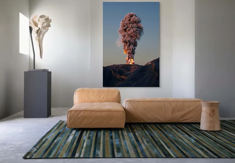 Tablou Canvas, "Eruptia vulcanului la apus", Nor, Erupție, Fum, Vulcan, Cer, Lava, Explozie, Impact, Seară, Peisaj, 100 x 150 cm – poza 7