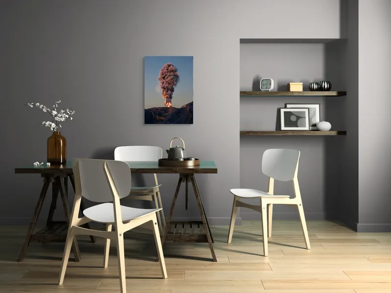Tablou Canvas, "Eruptia vulcanului la apus", Nor, Erupție, Fum, Vulcan, Cer, Lava, Explozie, Impact, Seară, Peisaj, 50 x 70 cm – poza 5