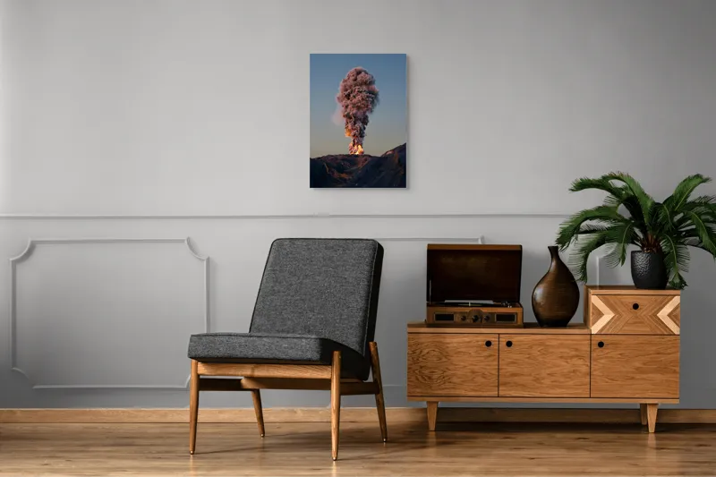 Tablou Canvas, "Eruptia vulcanului la apus", Nor, Erupție, Fum, Vulcan, Cer, Lava, Explozie, Impact, Seară, Peisaj, 50 x 70 cm – poza 8